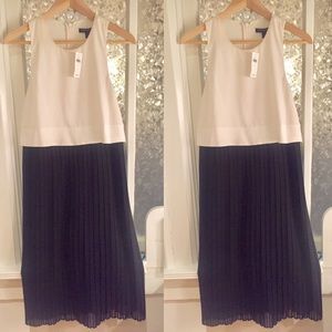 Banana Republic black and white pleated dress